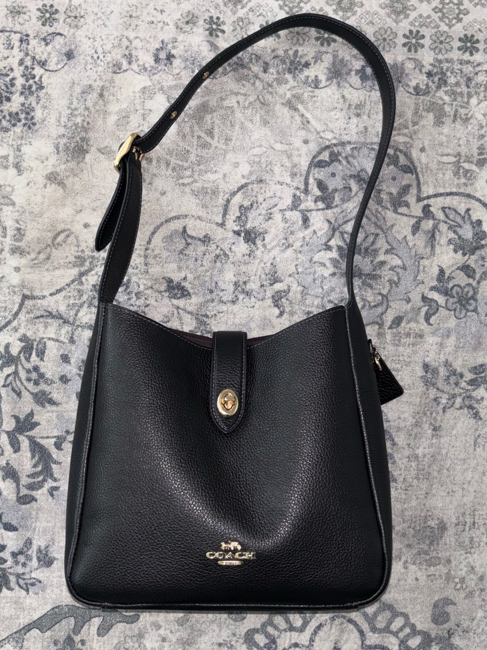 Coach Black Pebbled Leather Shoulder Bag with Gold Hardware